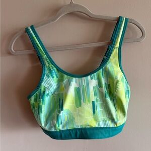 Title Nine Sports Bra 34DD Green Blue Adjustable Straps High Support Workout